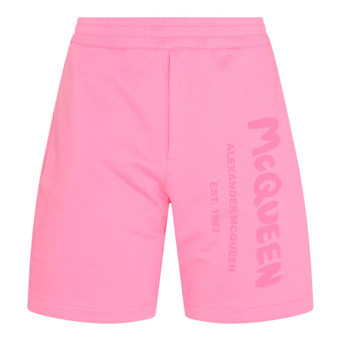 Alexander Mcqueen Relaxed Fit Shorts With Vertical Logo Print