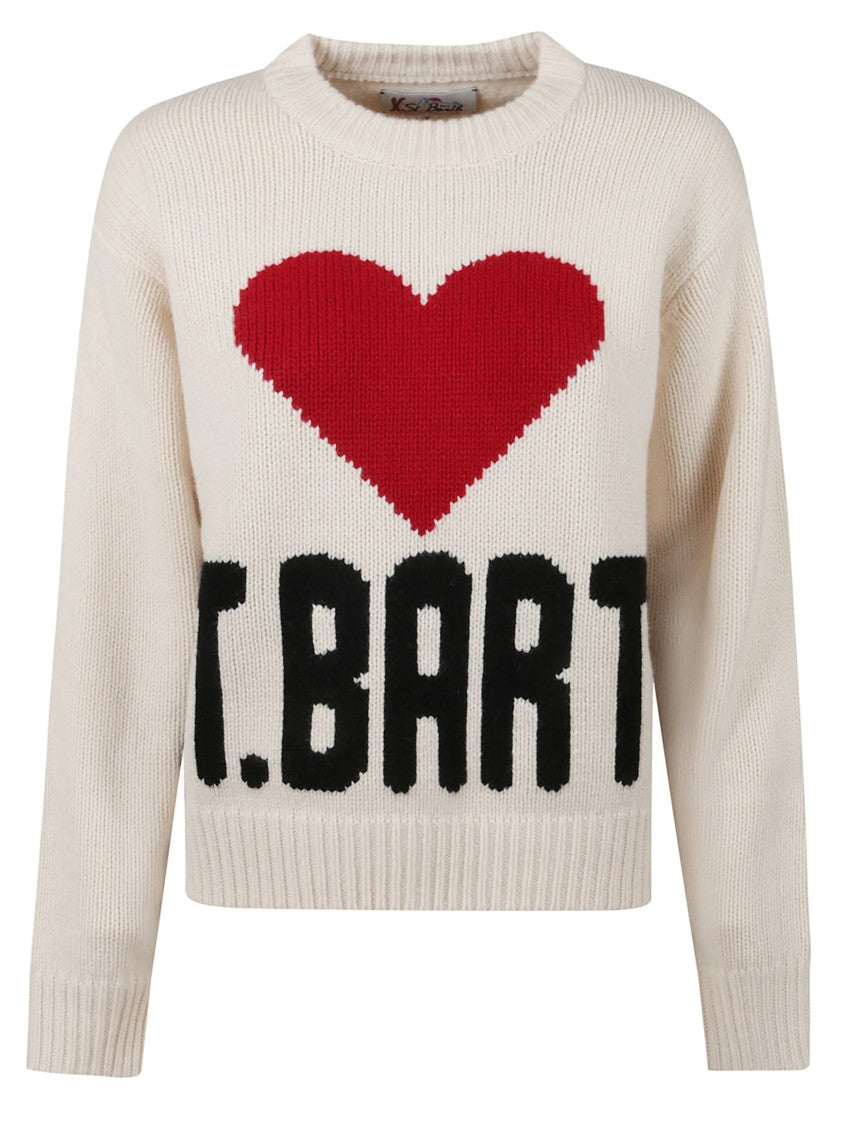 Mc2 Saint Barth Knitted Sweater With Heart Graphic