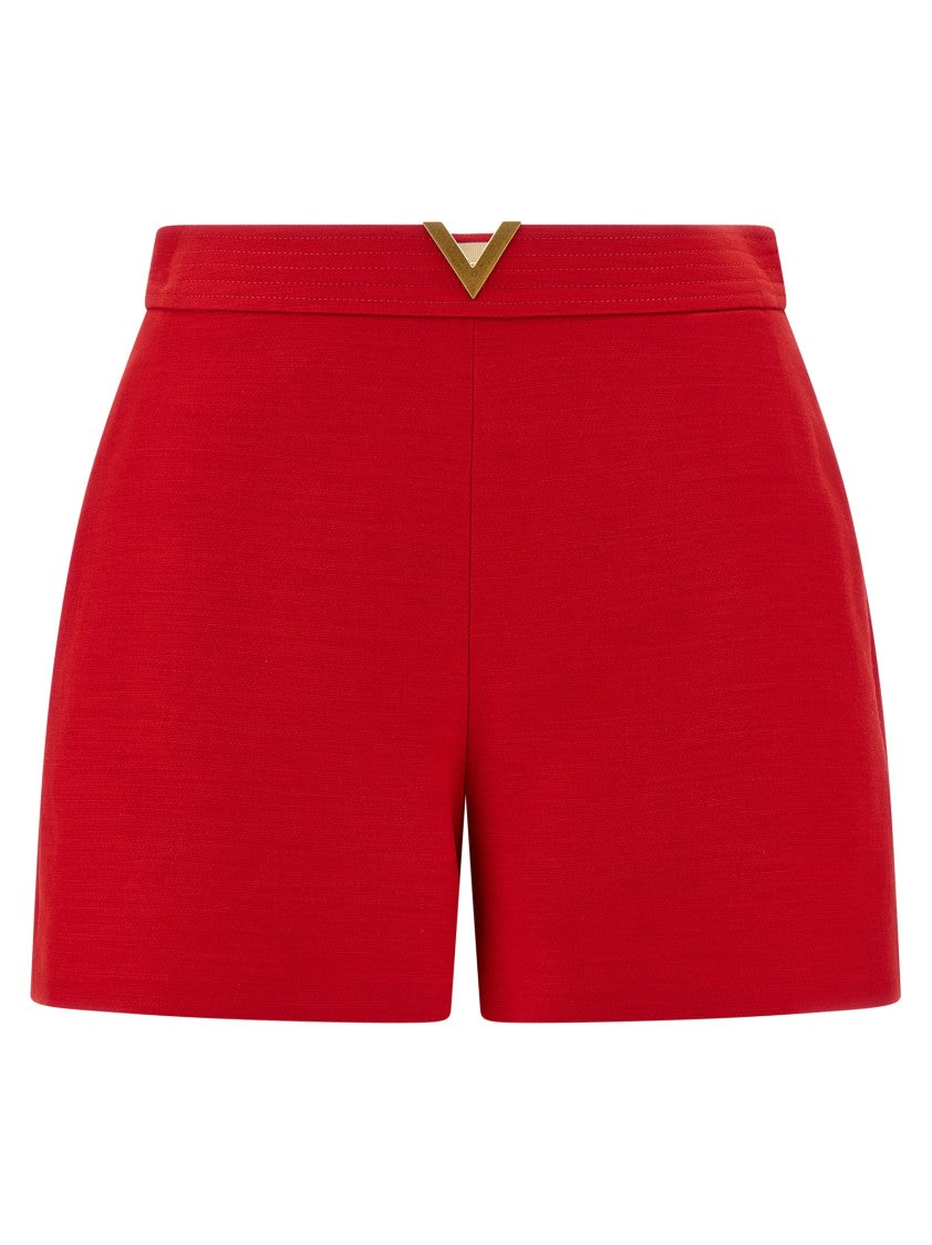 Valentino Garavani Tailored High-Waist Crêpe Shorts With Antiqued Vgold Detail