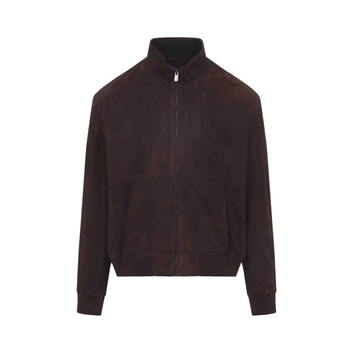 Ralph Lauren X Purple Label Dark Brown Lamb Suede Jacket With Ribbed Finish