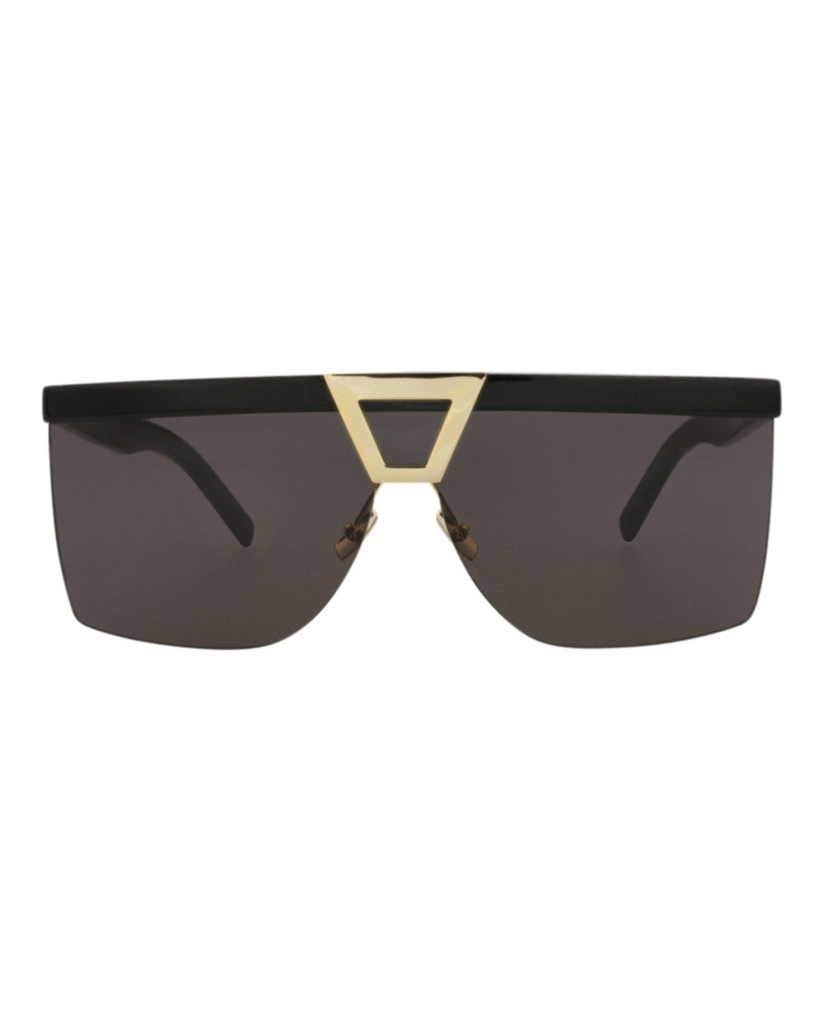 Saint Laurent Shield-Frame Acetate Sunglasses With Gold-Tone Accents