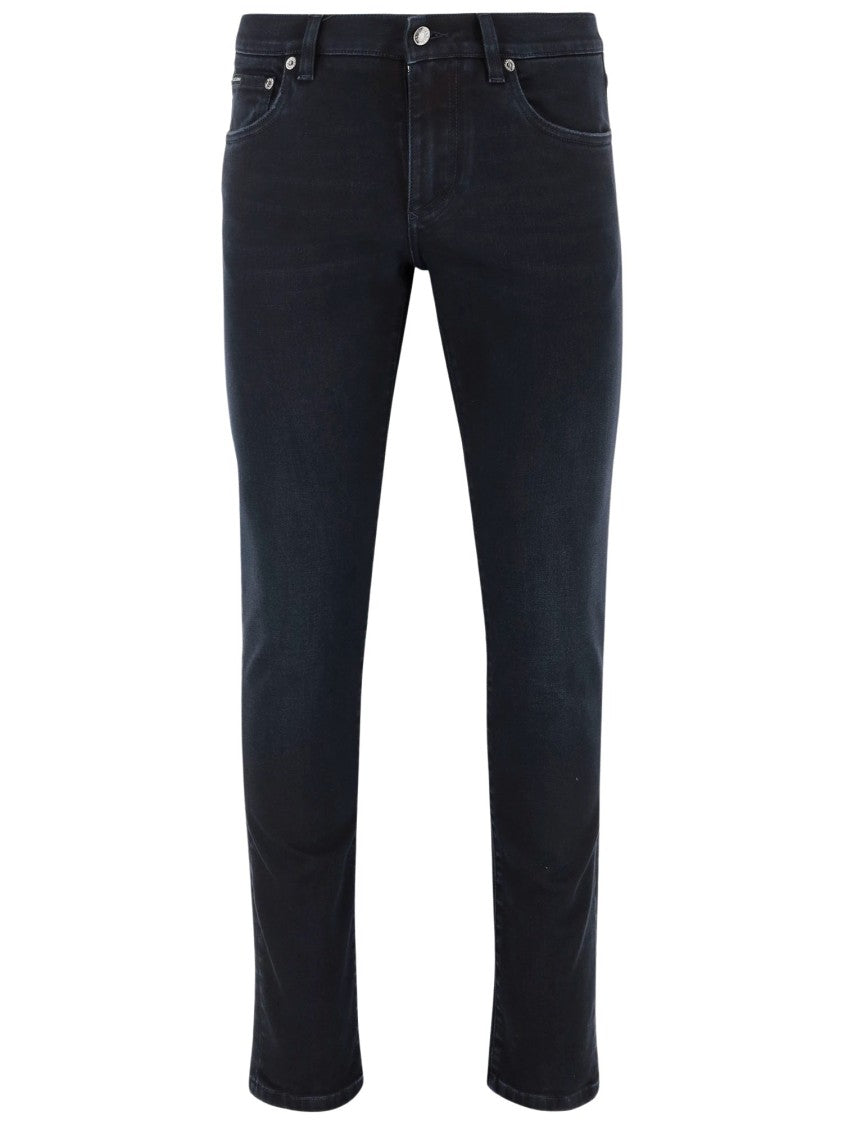 Dolce & Gabbana Stretch Cotton Skinny Jeans With Logo