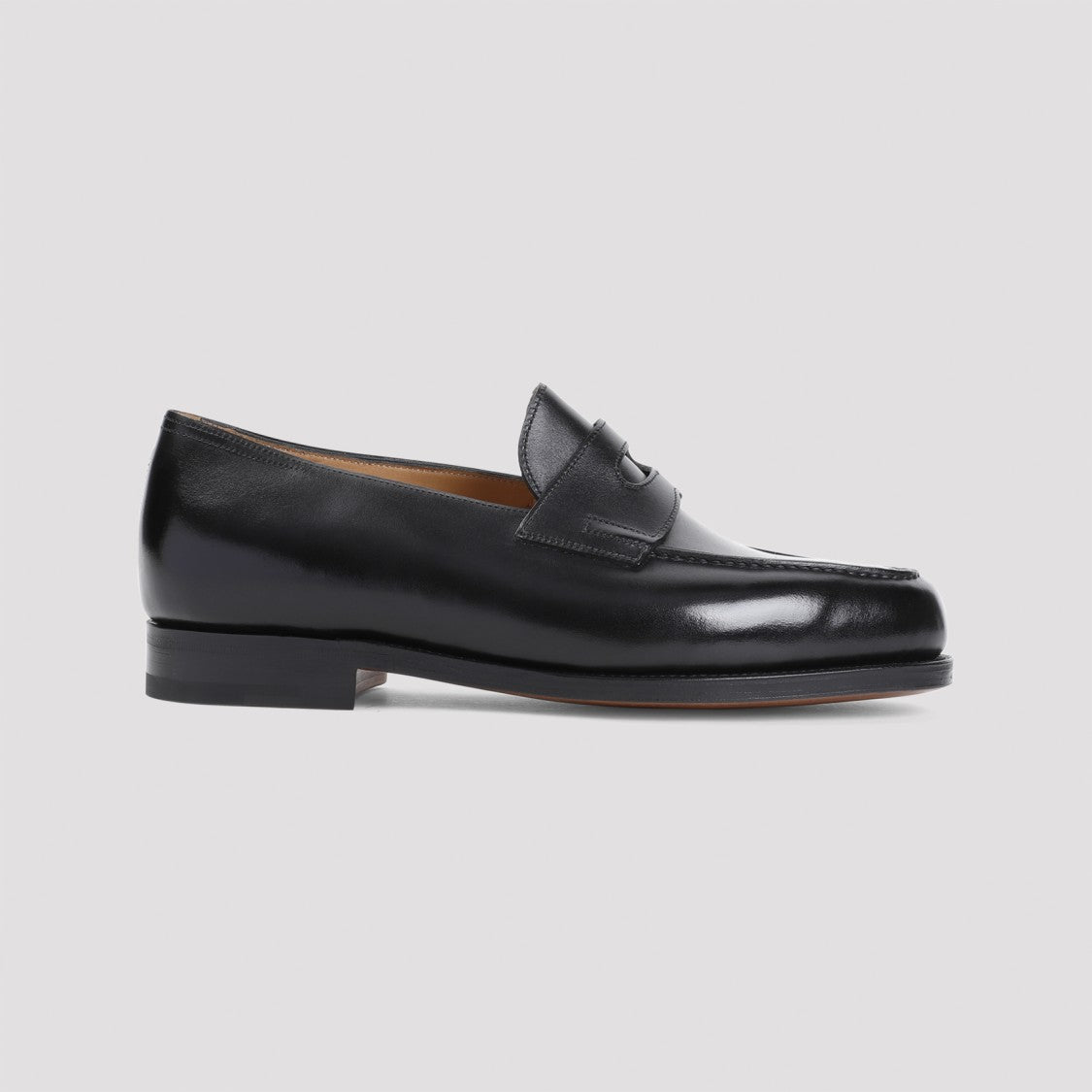 John Lobb Lopez Black Calf Leather Loafers