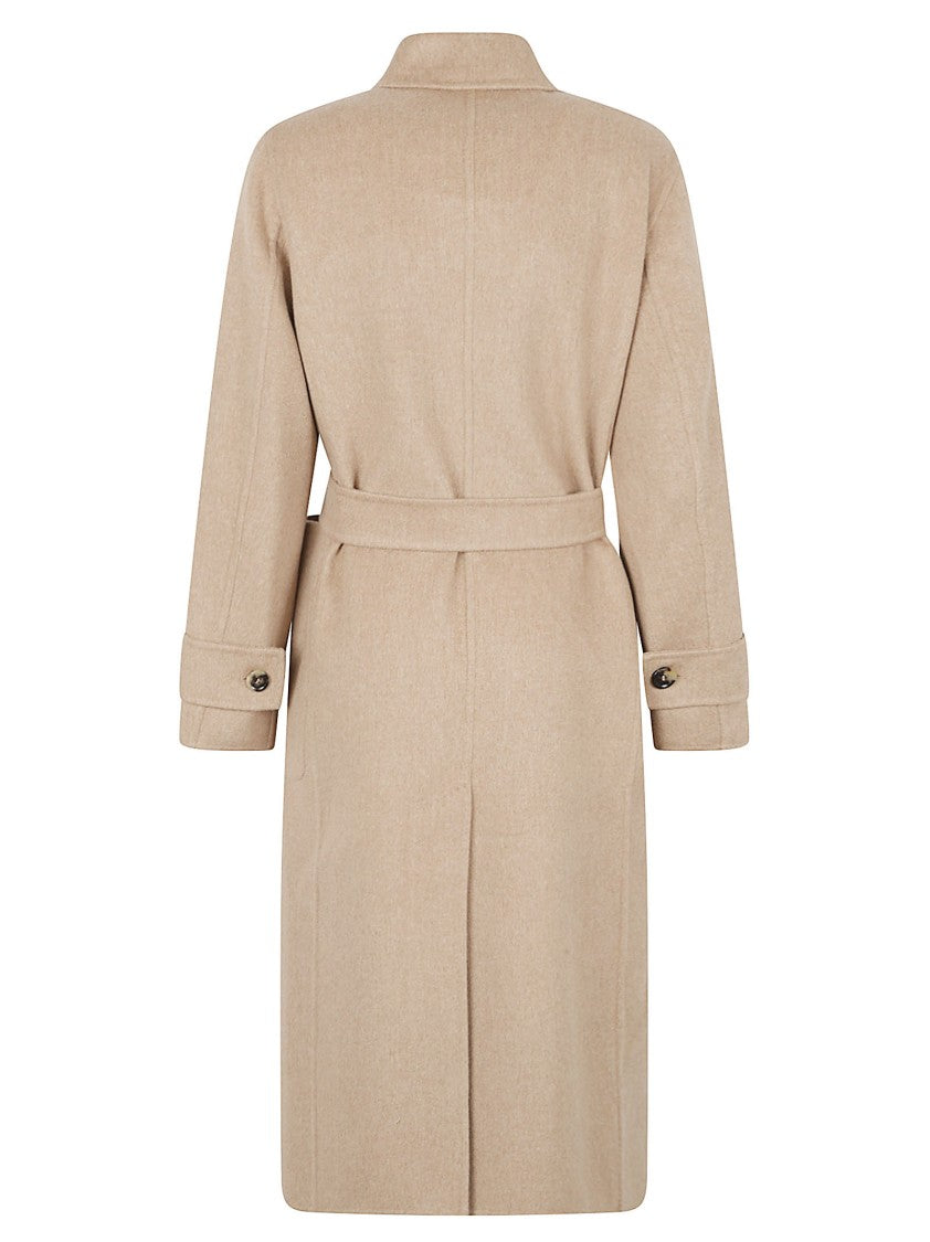 Max Mara Camel-Finish Long Coat With Wide Lapel