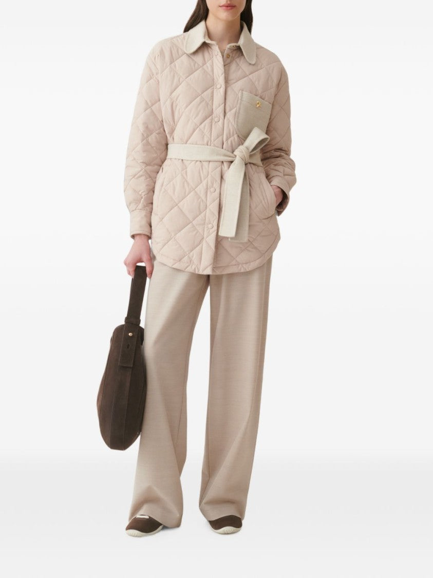 Fabiana Filippi Diamond-Quilted Decorative Gold Accents Short Coat