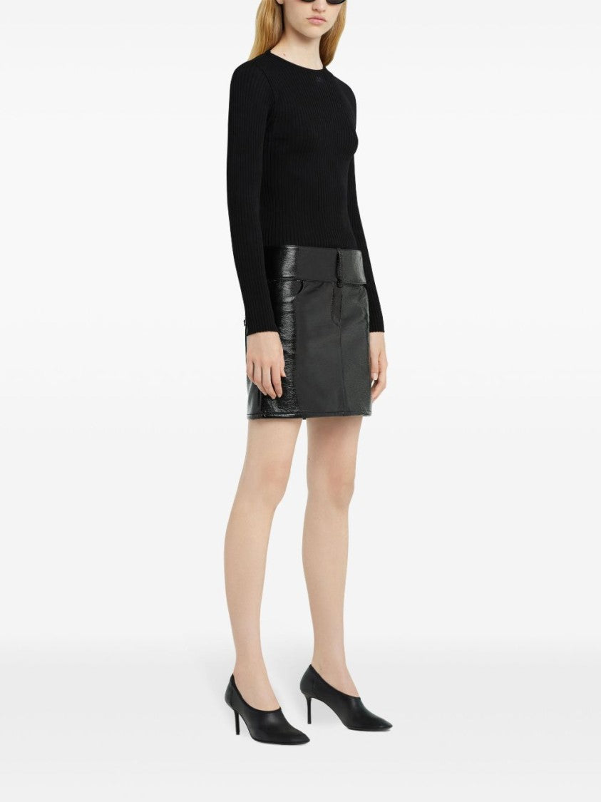 Courrèges Black Mini Skirt With Concealed Fastening And Pockets