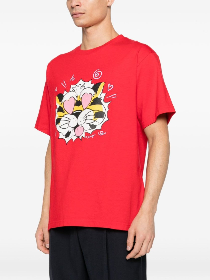 Kenzo Tiger Graphic Casual Silk Nylon T-Shirt