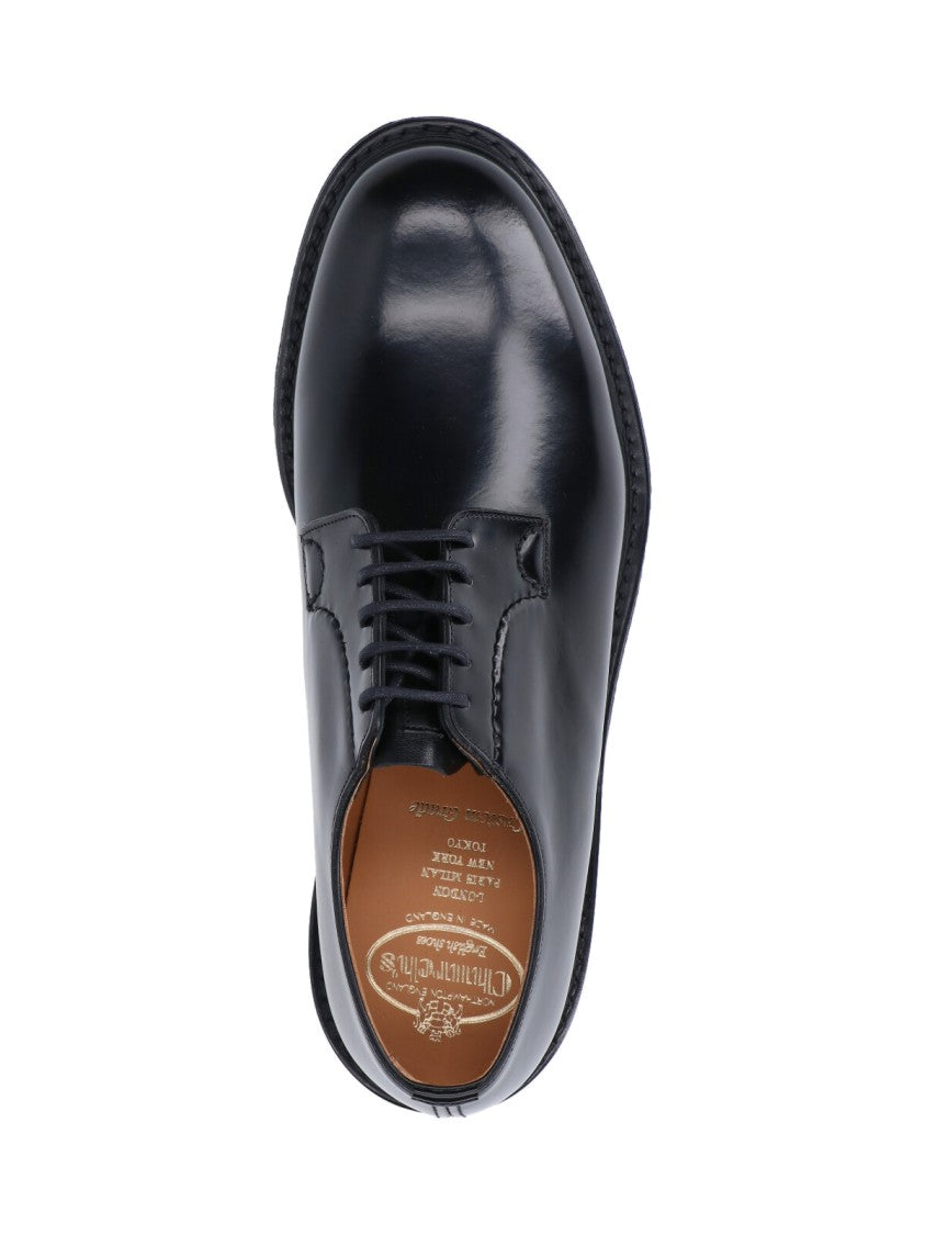 Church's Polished Black Leather Lace-Up Flat Shoes From Church's