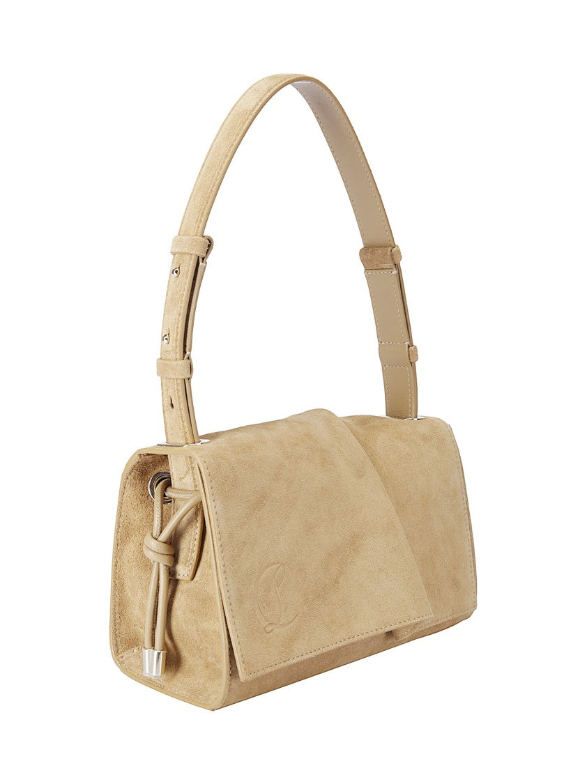 Christian Louboutin Suede Shoulder Bag With Drawstring Closure