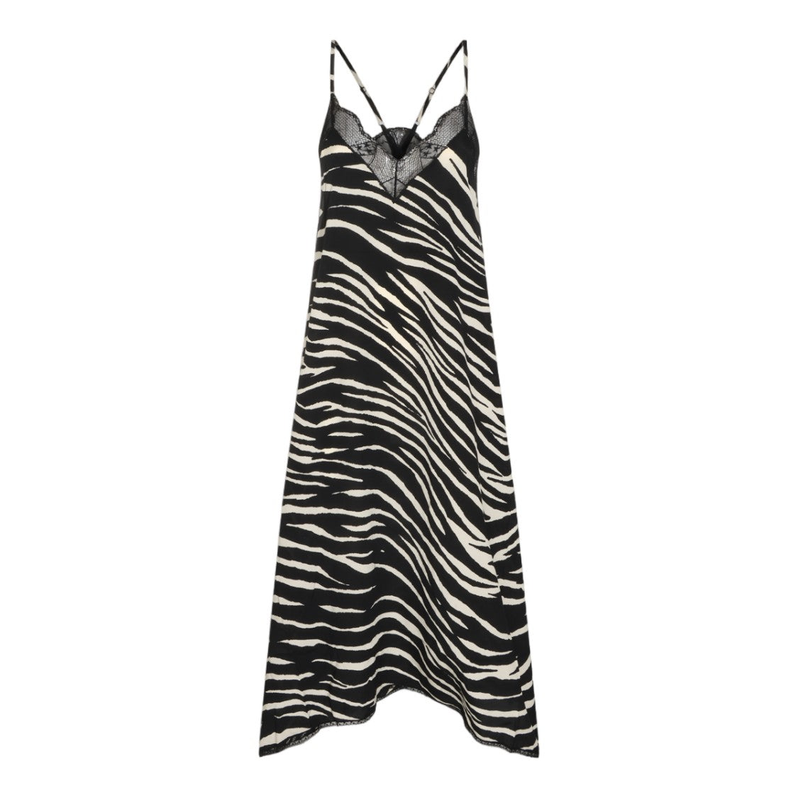 Zadig & Voltaire Flowing Zebra Print Midi Dress With Lace Detailing