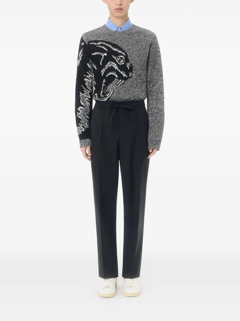Valentino Pantalone Ricamo V Logo Mohair Trousers