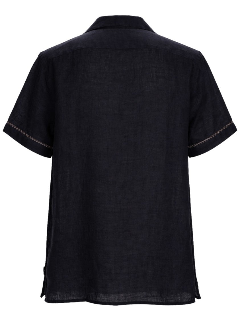 Ps Paul Smith Neutrals Vertical Stitching Detail Linen Shirt