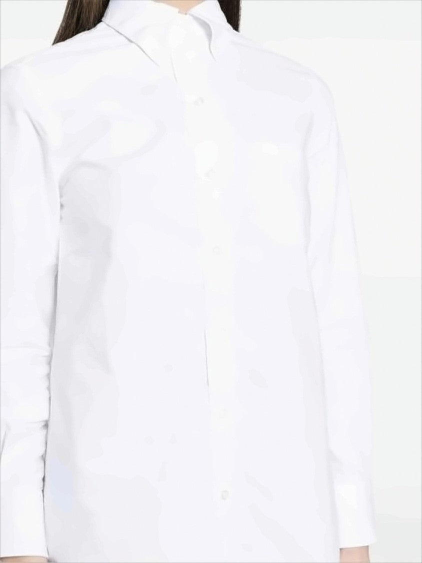Thom Browne Classic White Midi Dress With Button-Down Front And Pointed Collar