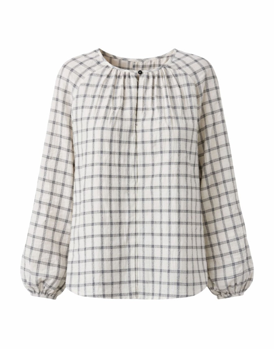 Pomandère Checked Cotton Blouse In Butter
