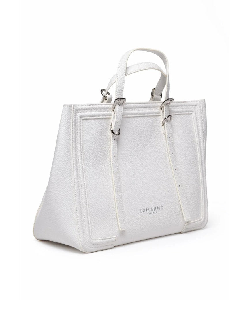Ermanno Firenze White Polyurethane Structured Tote Bag
