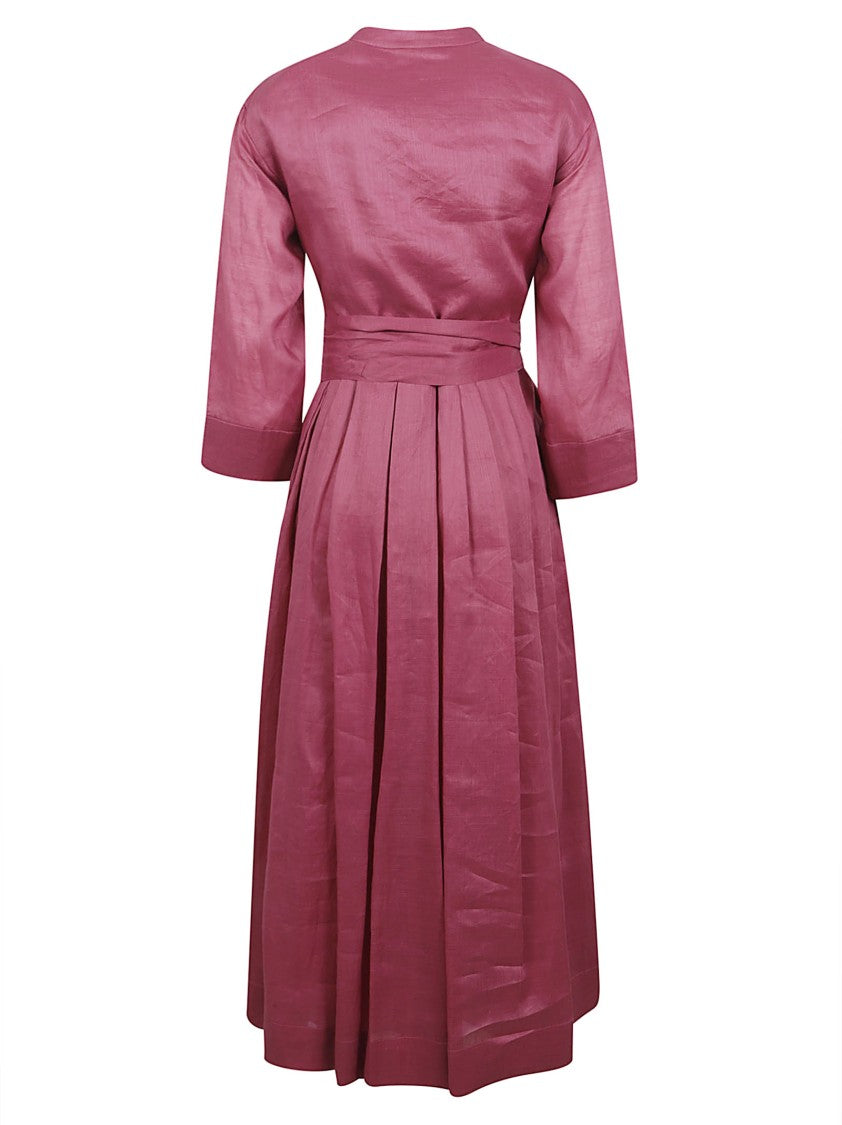 Max Mara Knee-Length A-Line Dress With V-Neck And Bow Detail