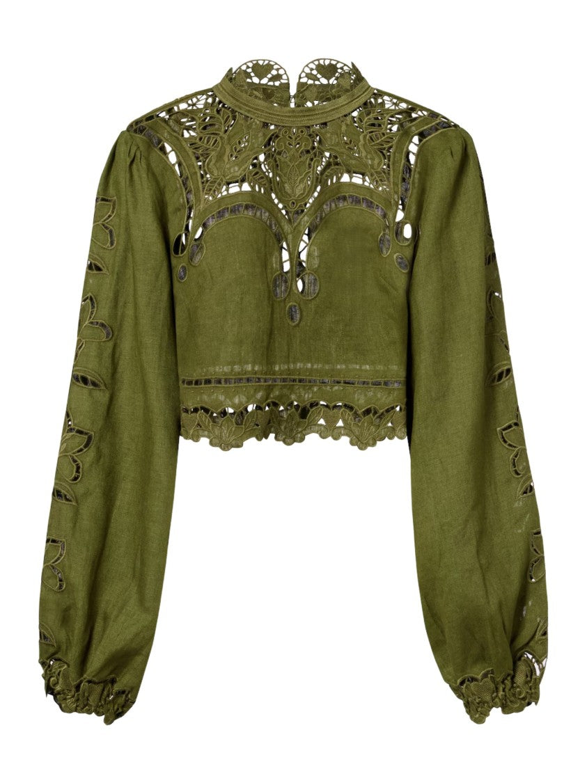 Farm Rio Green Majestic Garden Linen Shirt