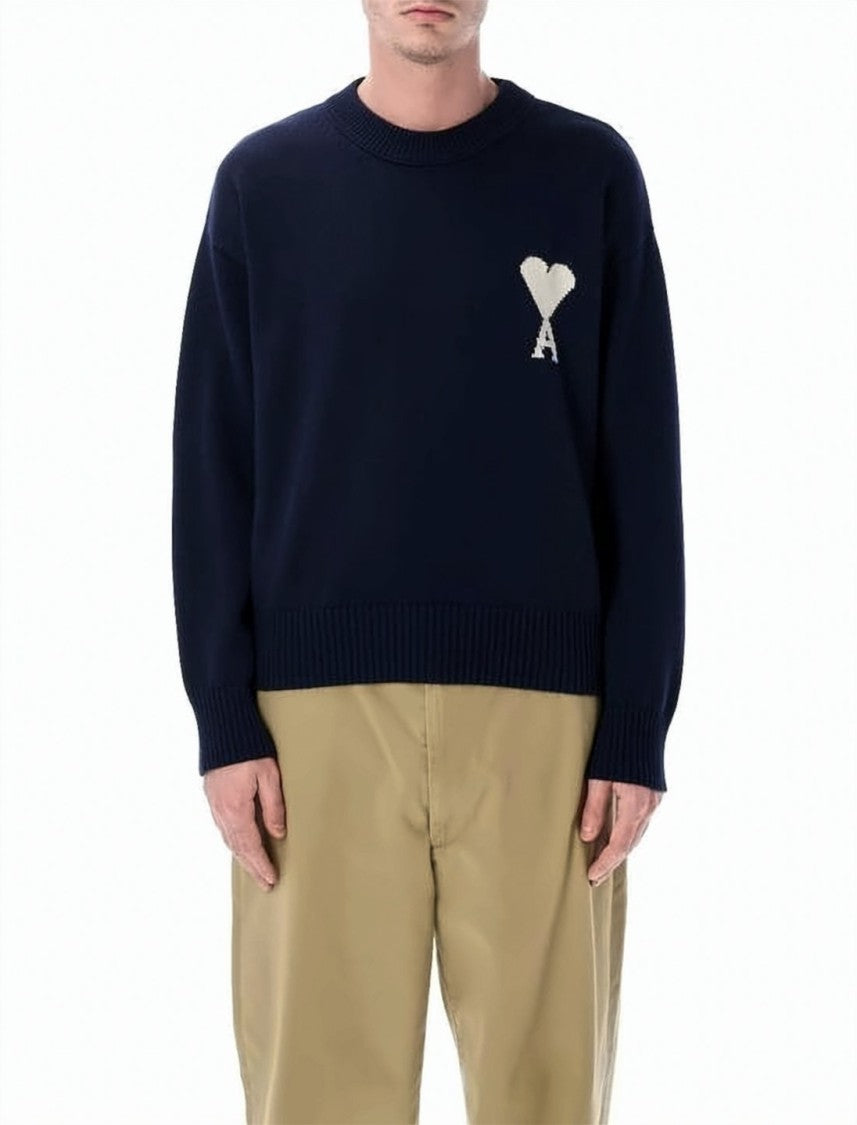 Ami Paris Crewneck Sweater With Heart Emblem