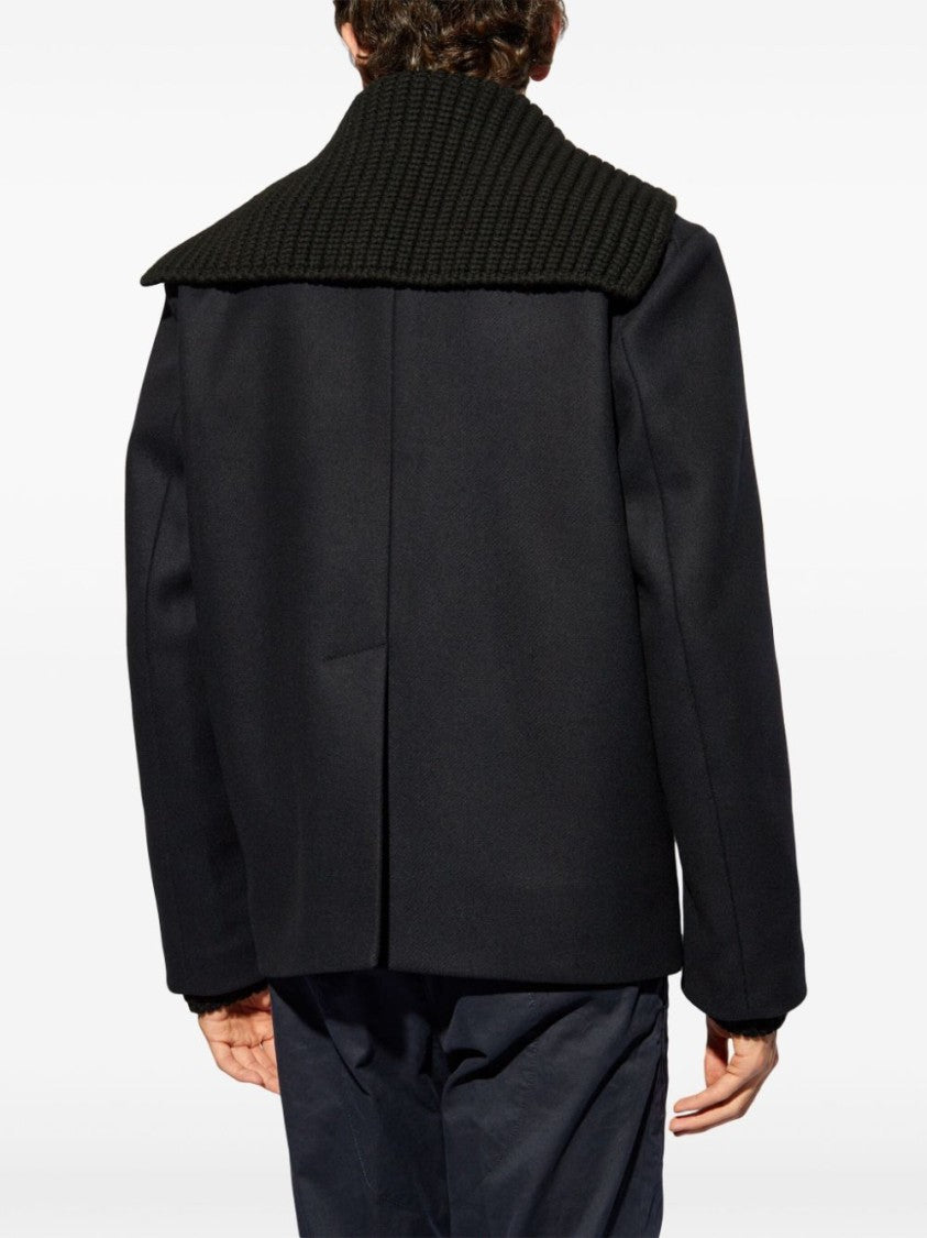 Dsquared2 Knit-Panel Double-Breasted Jacket