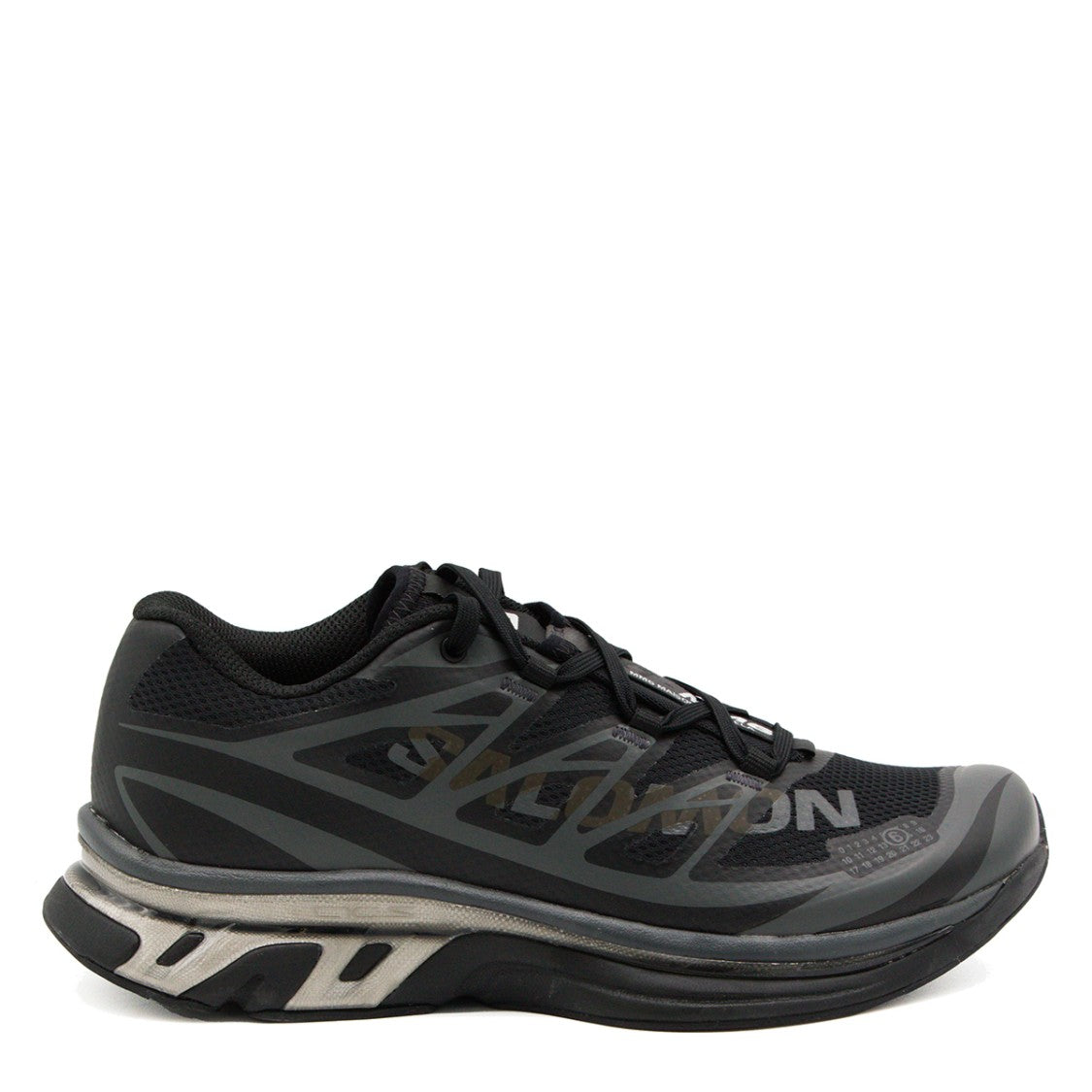 Mm6 By Maison Margiela X Salomon Low-Profile Black Mesh Sneakers With Metallic Accents