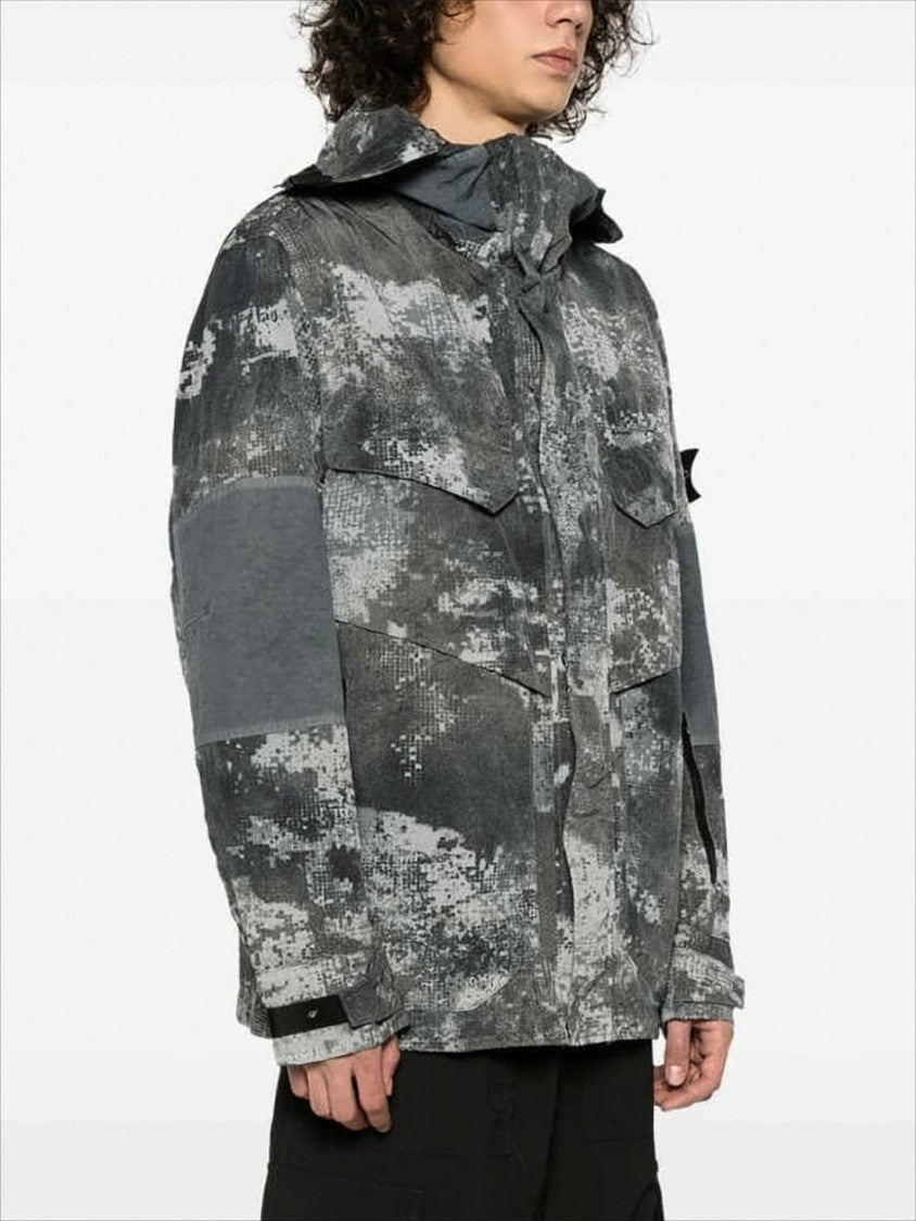 Stone Island Digital Camouflage Jacket With Structured Collar