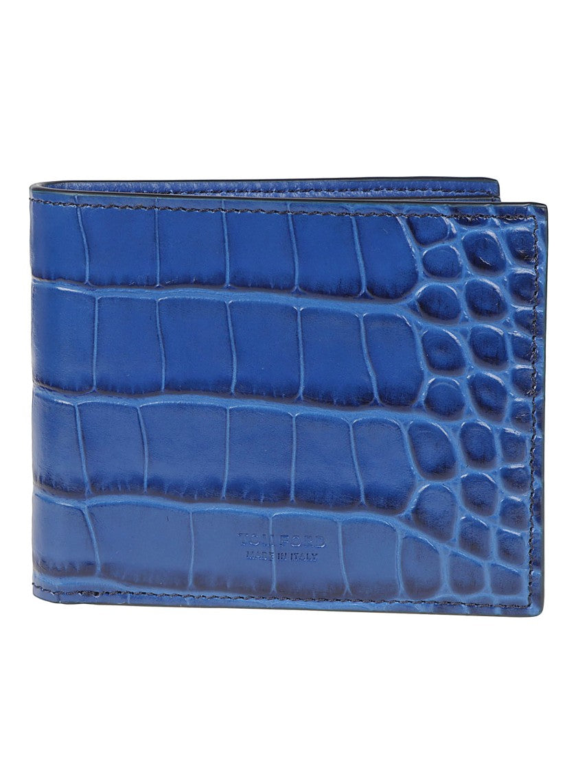 Tom Ford Tumbled Soft Printed Croc T Line Classic Bi-Fold Wallet