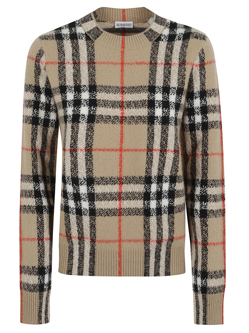 Burberry Cashmere-Wool Blend Sweater With Classic Check Pattern