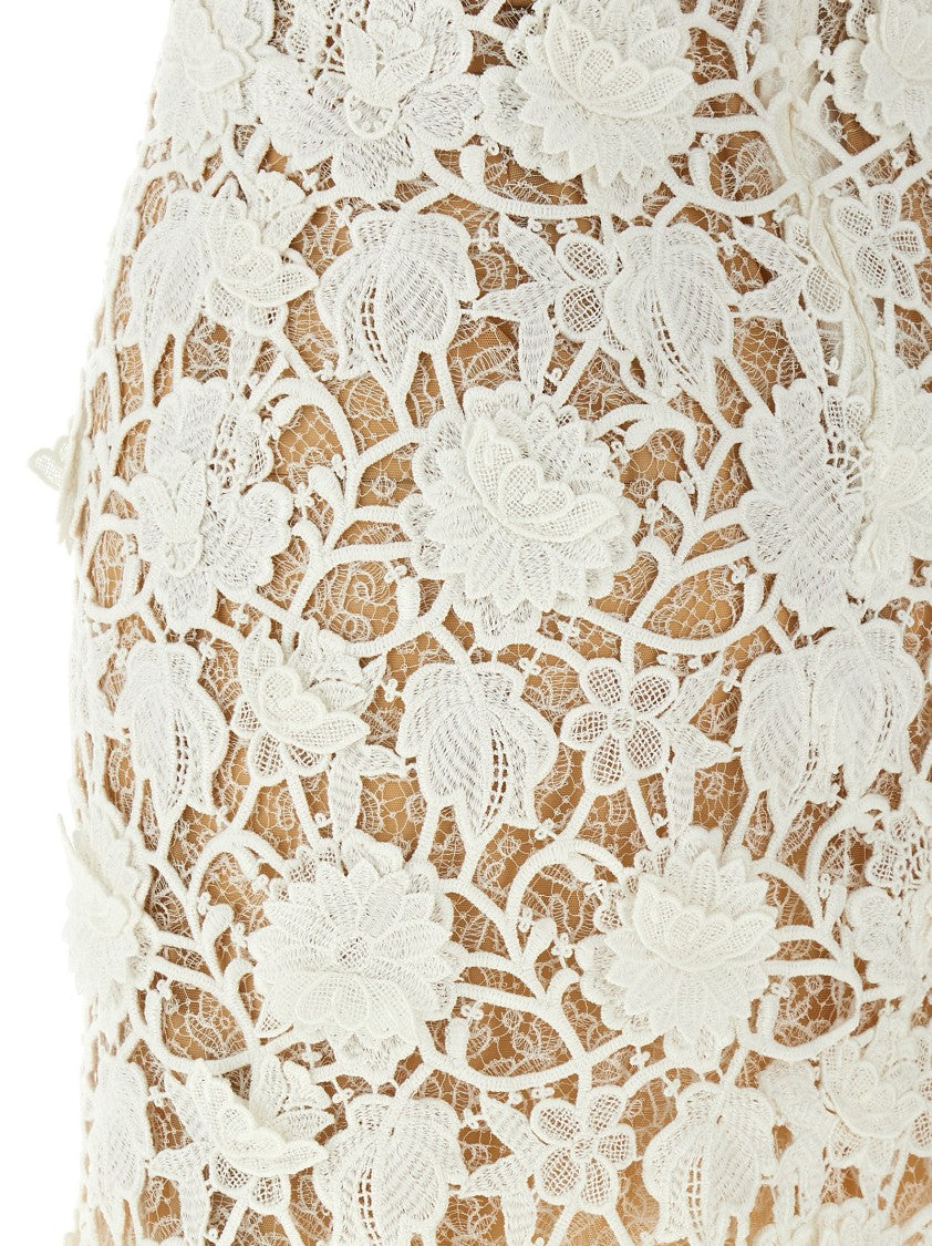 Ermanno Scervino Macramé Lace Sheath Dress With Off-The-Shoulder Design