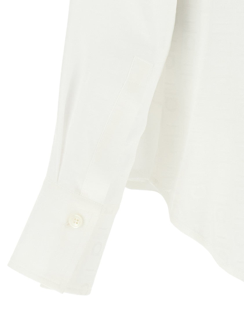 Ferragamo Silk Monogram Jacquard Shirt With Classic Button Closure