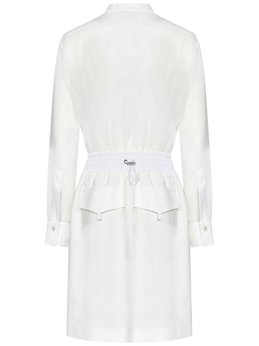 Pinko Mini Shirt Dress With Semi-Transparent Georgette Inserts