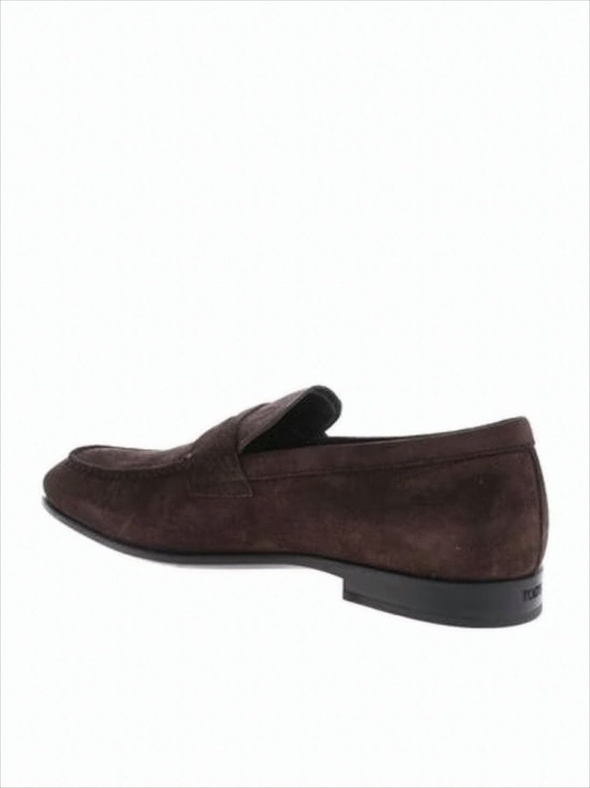 Tod's Brown Suede Loafers With Classic Penny Strap And Rubber Sole
