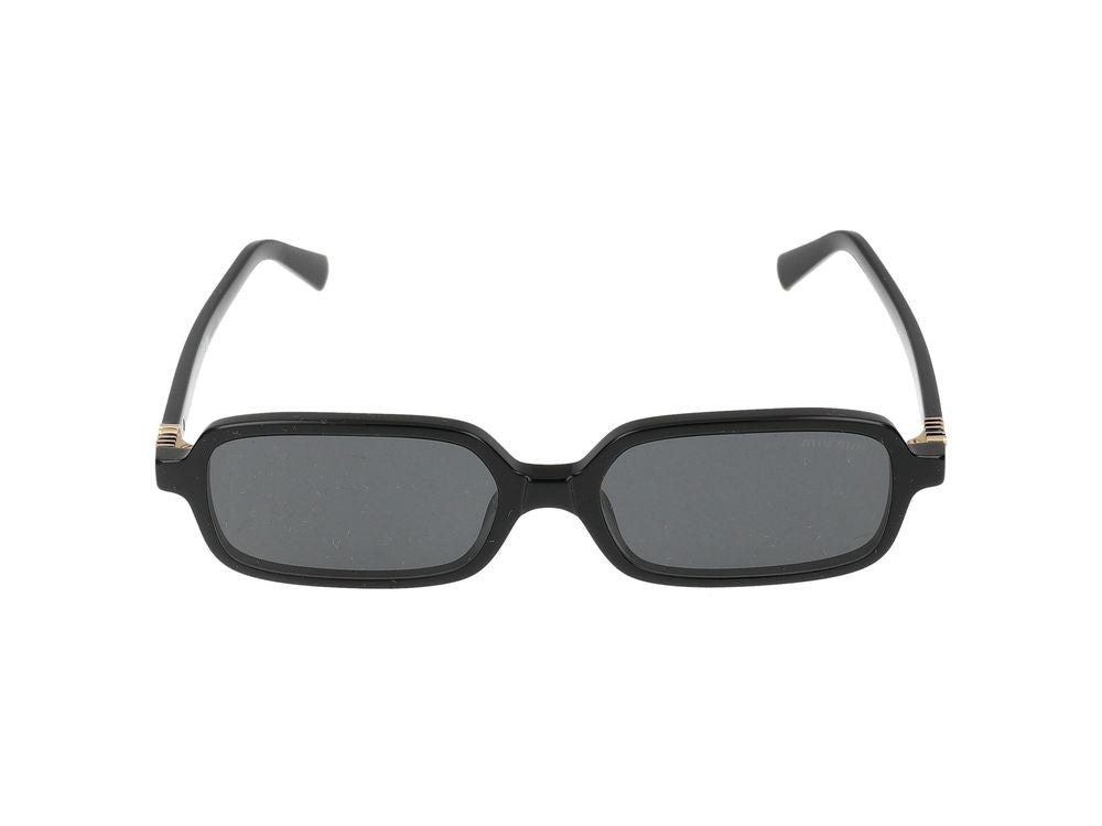 Miu Miu Bold Rectangular Acetate Sunglasses With Gold Accents