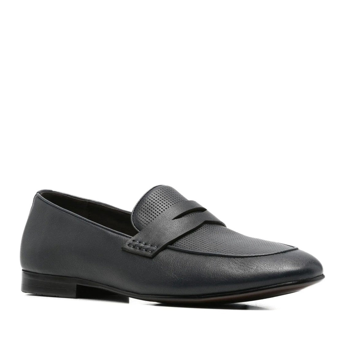 Alberto Gozzi Blue Perforated Vamp Leather Flats