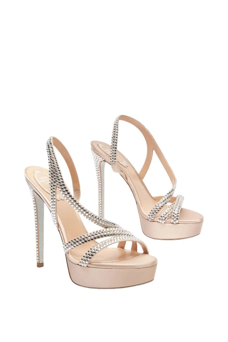 René Caovilla Lisa Nude Platform Sandal With