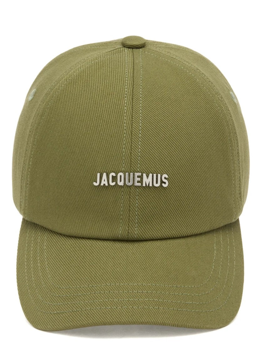 Jacquemus Olive Green Cotton Logo Bucket Hat