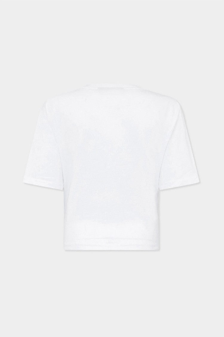 Dsquared2 White Leopard-Print Numeral Graphic Cotton T-Shirt