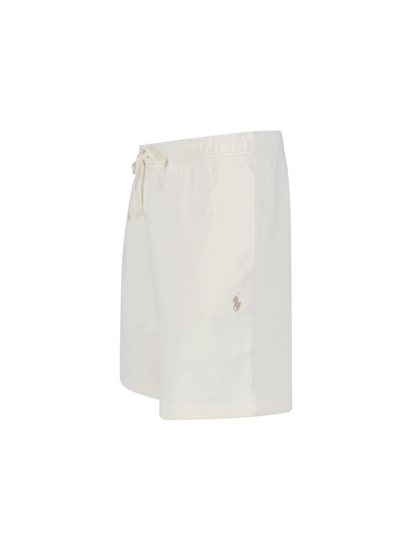 Polo Ralph Lauren Cream Cotton Logo Drawstring Shorts
