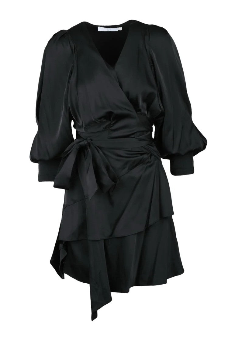 Iro Wrap-Around Black Satin Dress