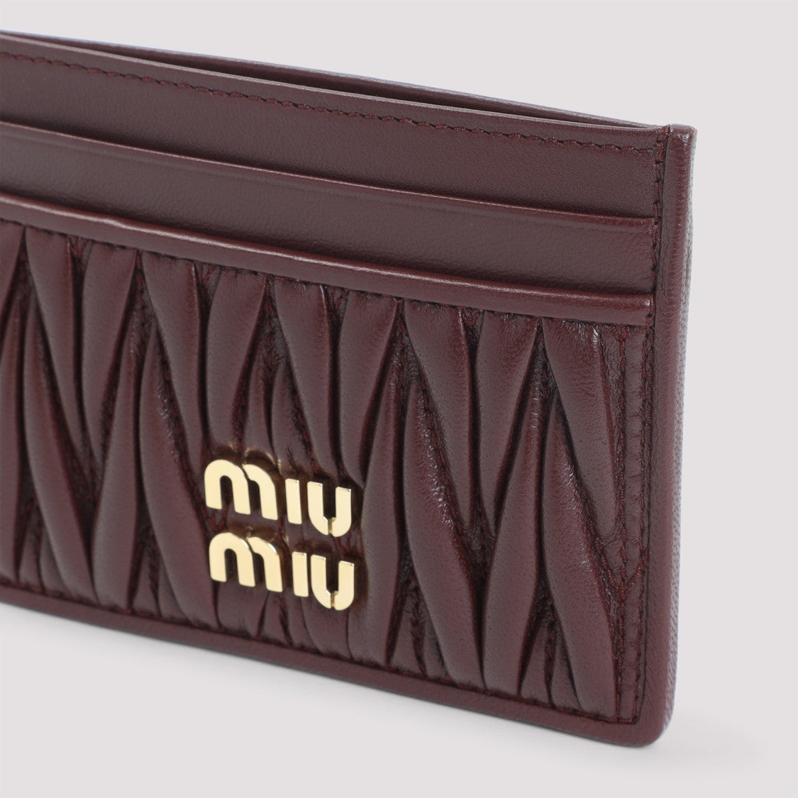 Miu Miu Bordeaux Lamb Leather Cardholder