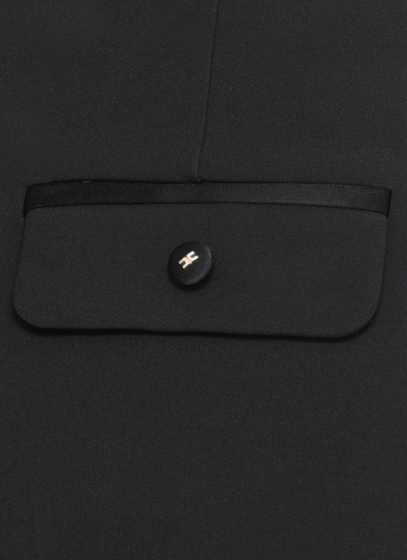 Elisabetta Franchi High-Waisted Black Crepe Pants With Flap Pockets