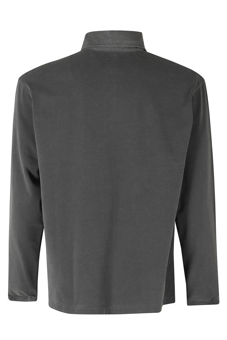 Sunflower Black Heavy Jersey Rugby Covered-Placket Cotton Polo Shirt