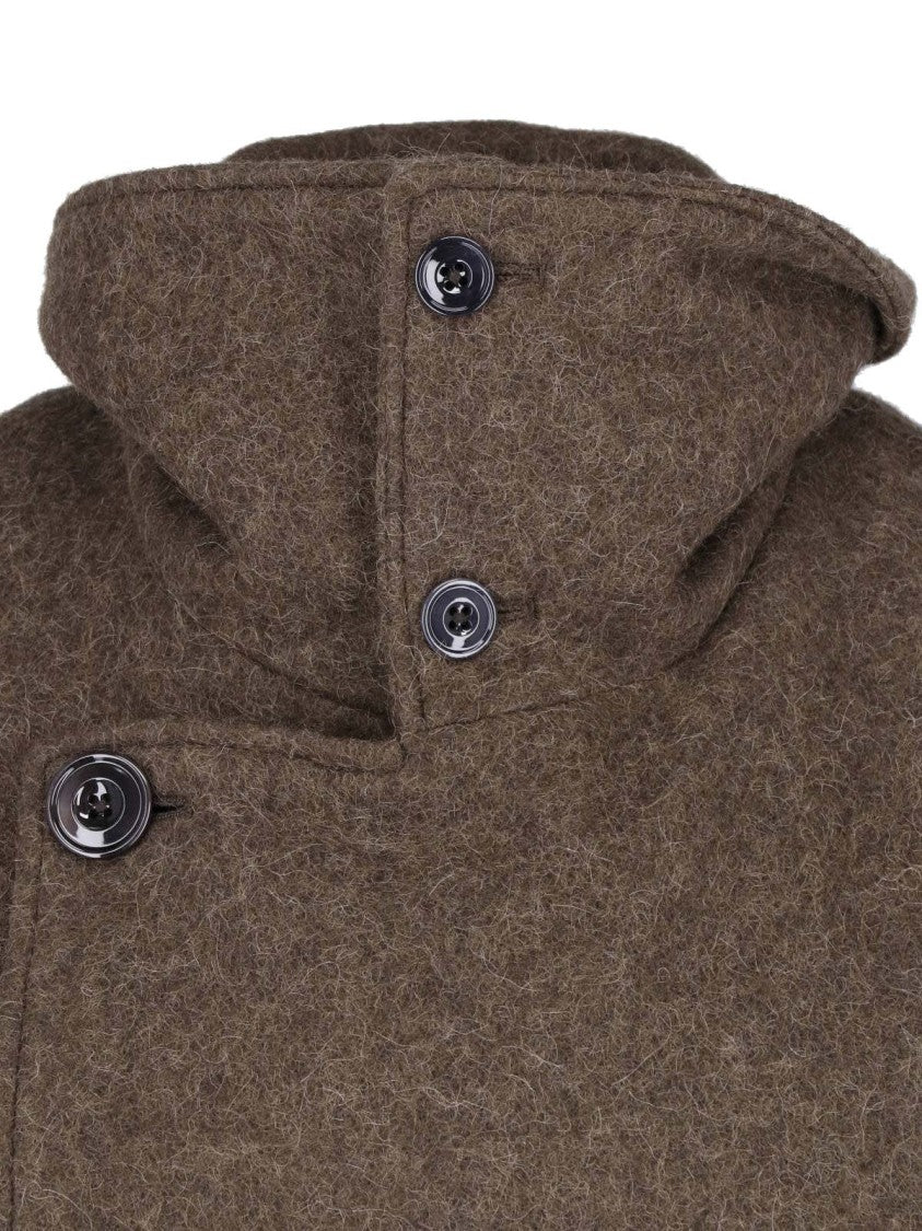 Lemaire Classic Collar Belted Brown Wool Coat