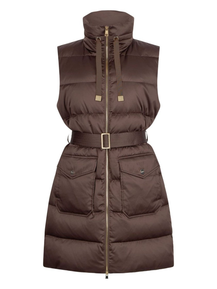 Liu Jo Quilted Brown Jacket With High Collar