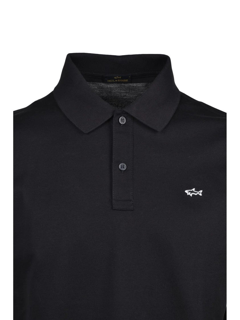 Paul & Shark Black Classic Cotton Polo Shirt