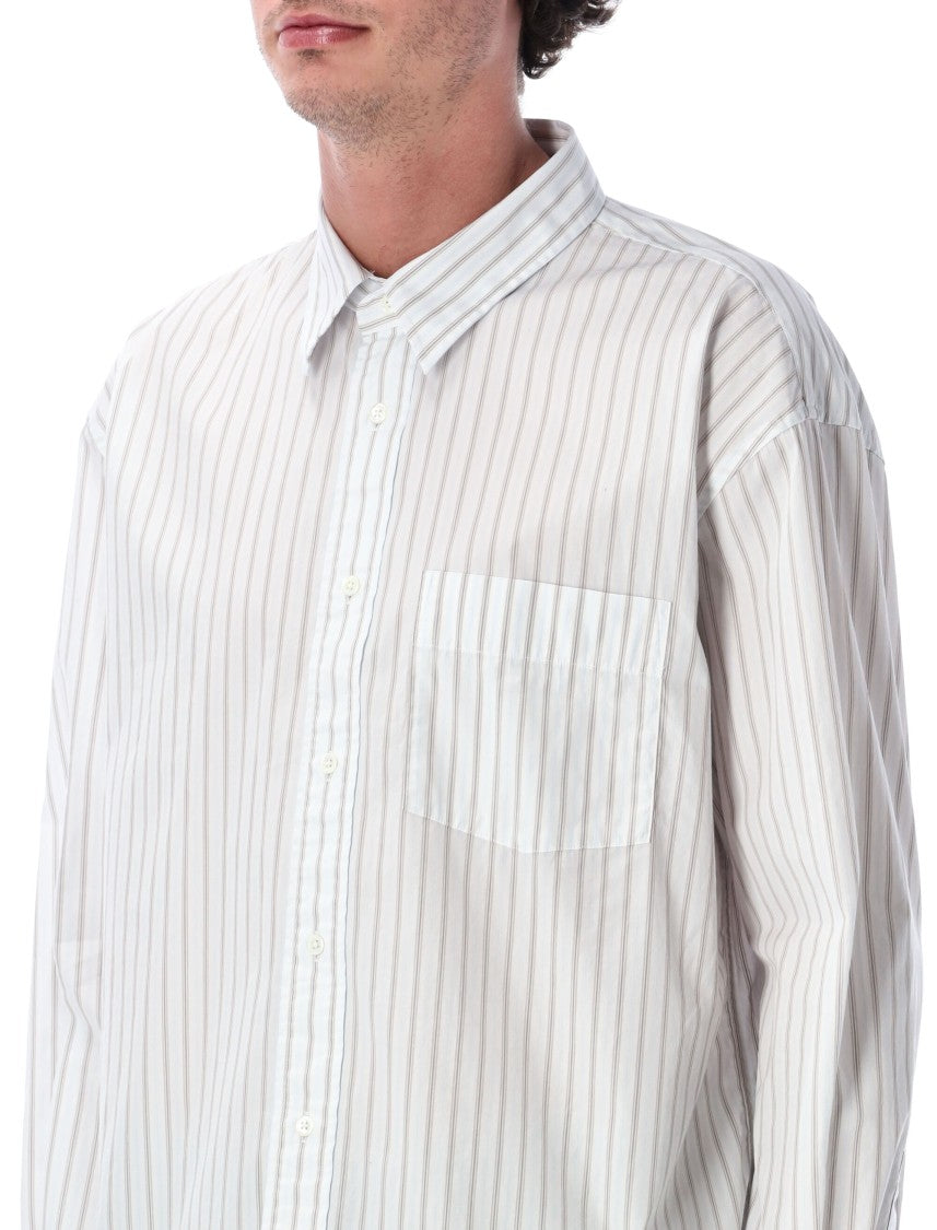 Sunflower New Base White Cotton Stripe Shirt