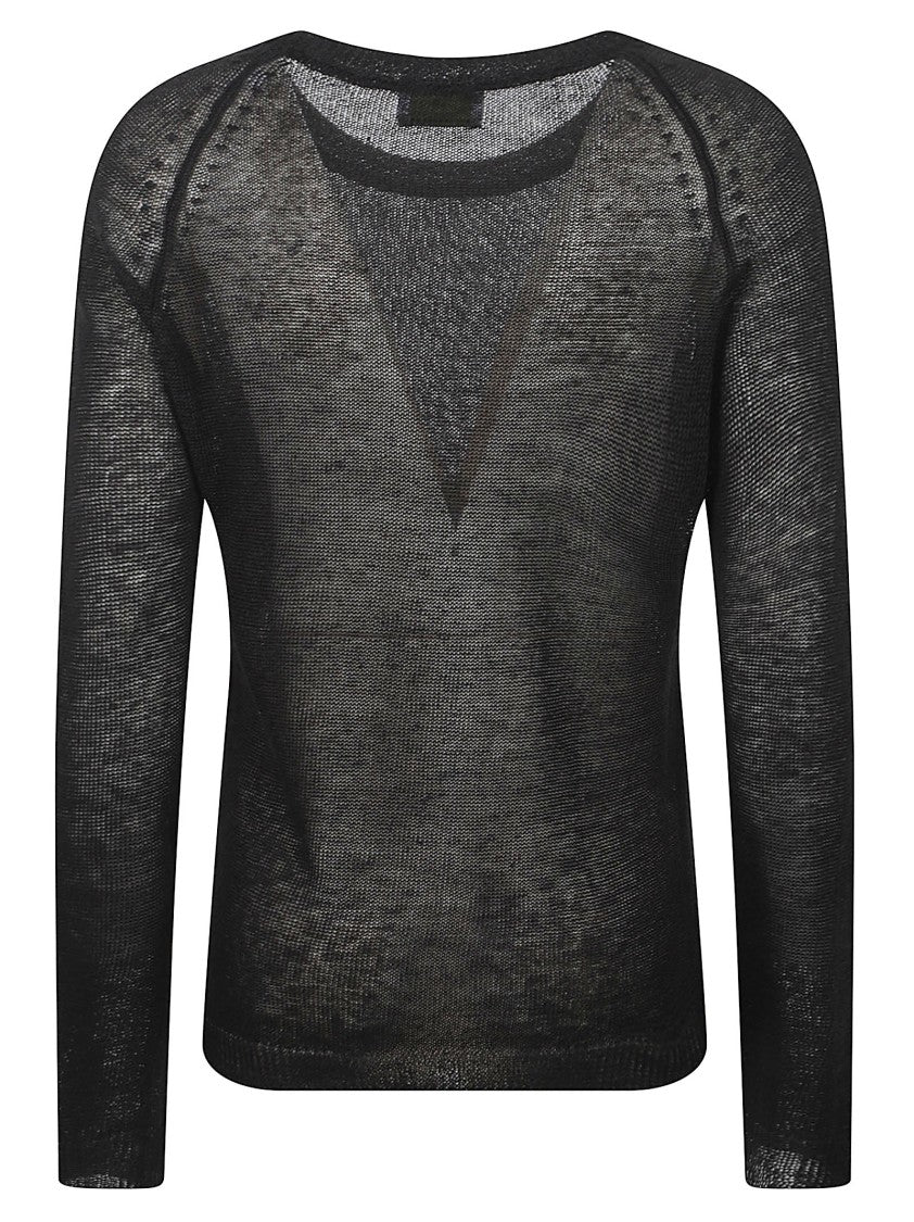 Be You Sheer Black Knit Top With Round Neckline