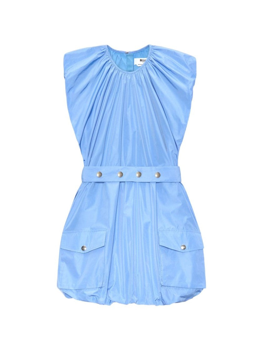 Msgm Voluminous Structured Mini Dress With Padded Shoulders