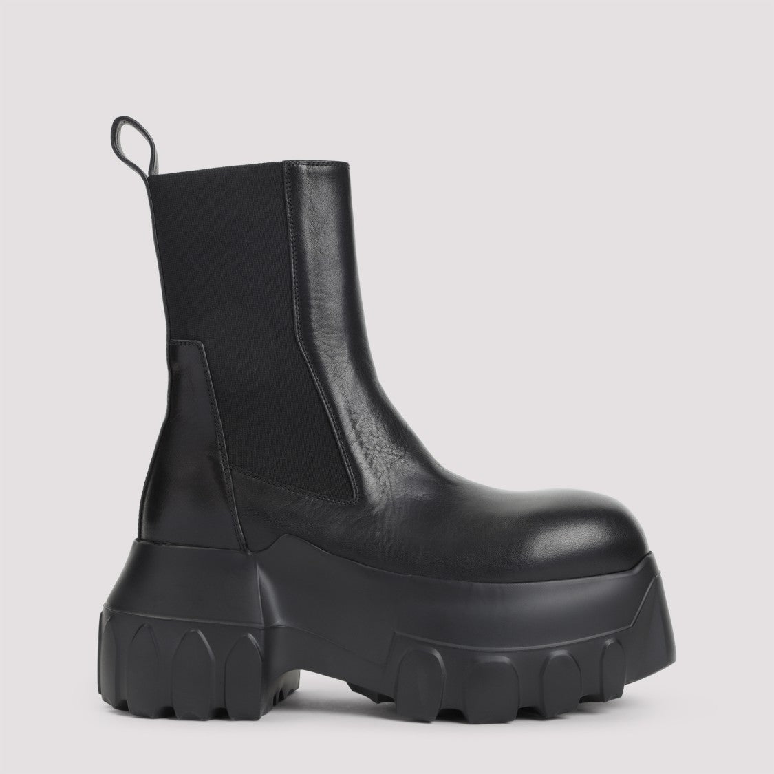 Rick Owens Beatle Mega Tractor Black Leather Boots