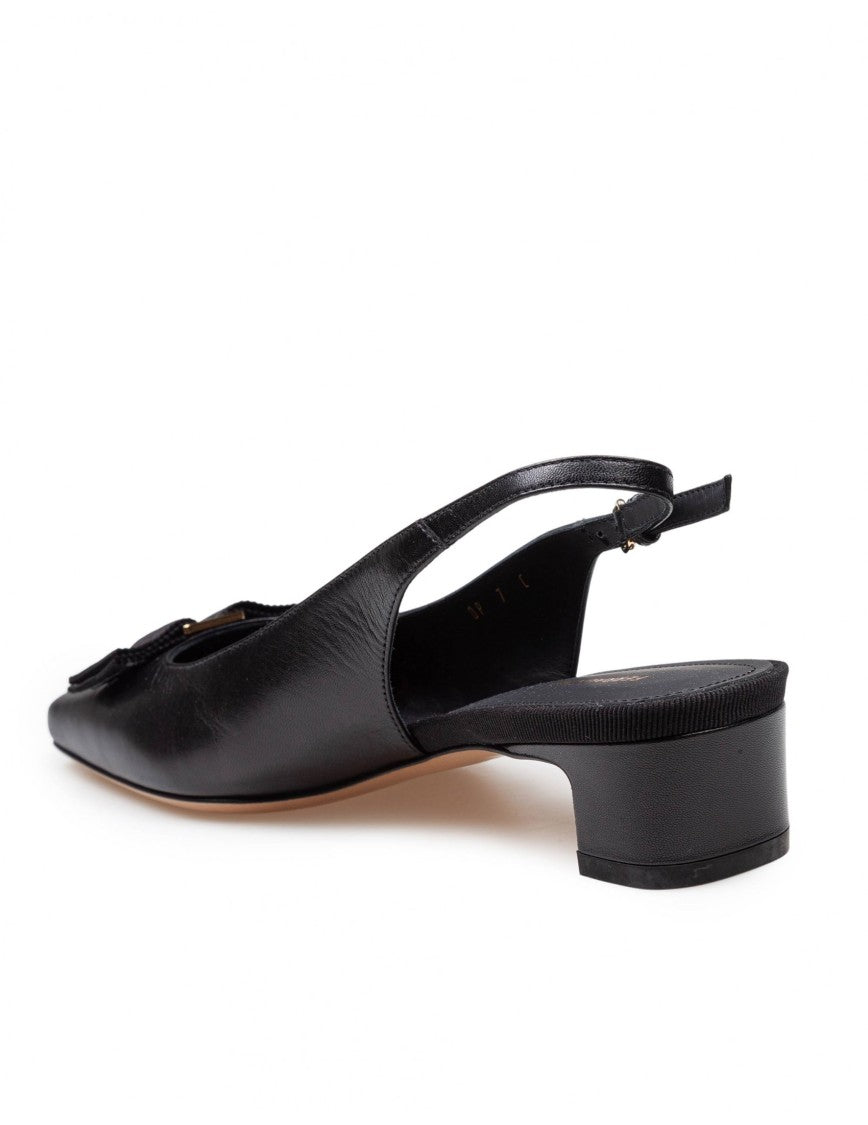 Salvatore Ferragamo Slingback Rivalda In Black Leather