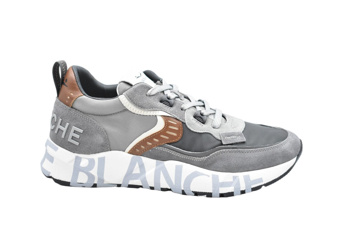 Voile Blanche Antracite Cognac Leather Textile Laced Shoes
